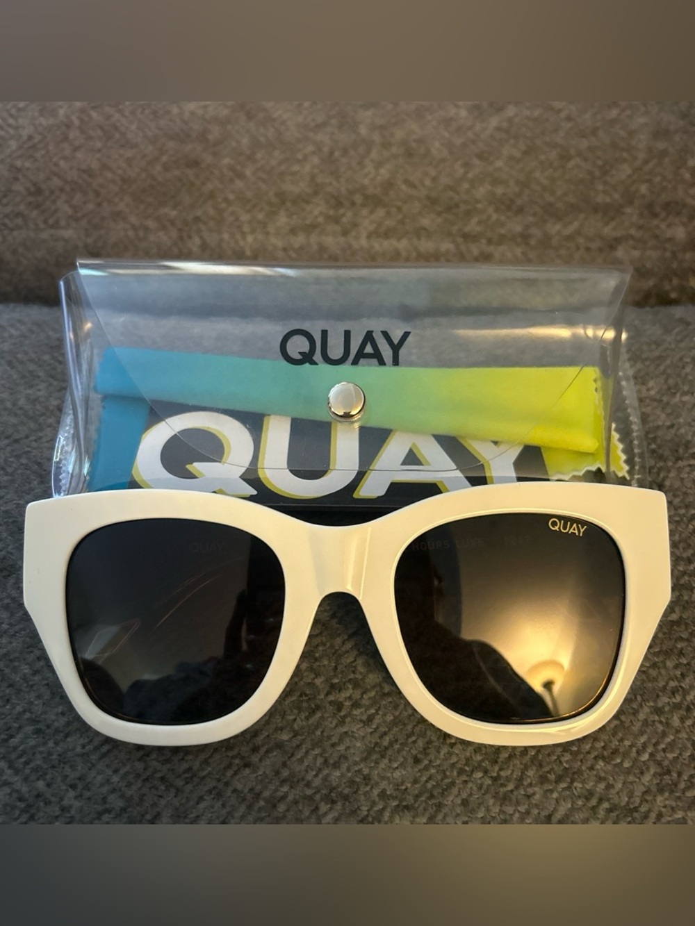 Quay Australia White Frame Sunglasses with Black Lenses